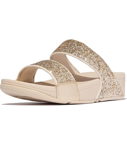 Amazon.com | FitFlop Lulu Glitterball Cross Slides, Color: Silver
